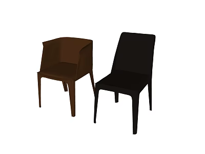 Two Stylish Brown and Black Armchairs with Modern Design for Home Decor 3d model