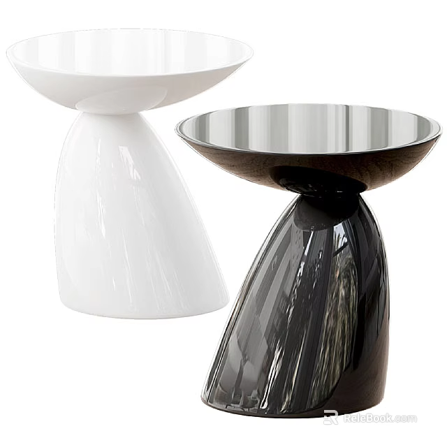 Modern White And Black Plant Stands With Sleek Glossy Design For Home Decor 3d model 