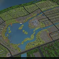 Aerial View Urban Planning With Lakes Green Spaces And Residential Areas
