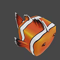 Flying Animal Square Shaped Orange Fish With White Stripes Big Eyes And Smiling Expression