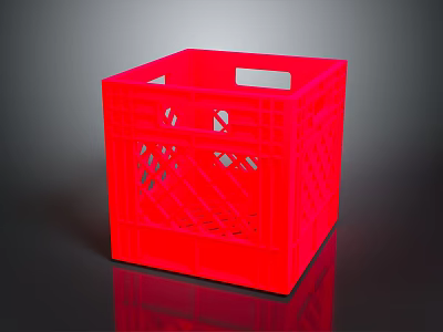 Red Plastic Storage Box With Lattice Design And Handle For Daily Household Essentials 3d model