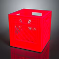 Red Plastic Storage Box With Lattice Design And Handle For Daily Household Essentials