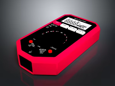 Red Modern Portable Computer Device With Display Screen Control Knob And Buttons For Industrial Applications 3d model