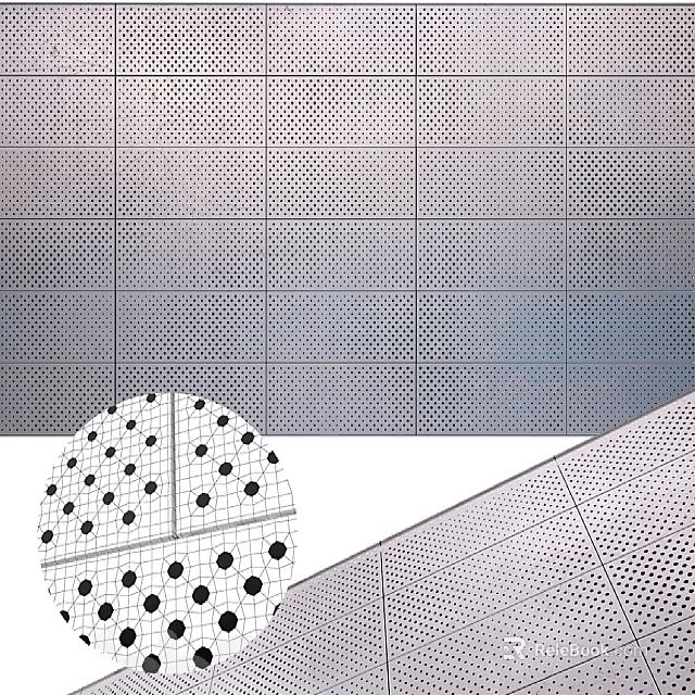 Perforated Metal Panel Building Component For Modern Facade Design And Cladding 3d model 