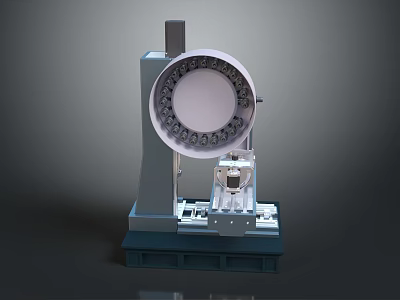 Industrial Rotary Processing Machine With Circular Drum And Stable Base Structure 3d model