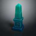 Teal Colored Tower Like Structure With Stacked Cubes And Base Design