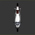 White Low Poly Style Modern Motorcycle With Red Seat And Black Wheels