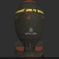 Military Bomb Weapon With Green Red Yellow Markings Weathered Texture Base Stand Virtual