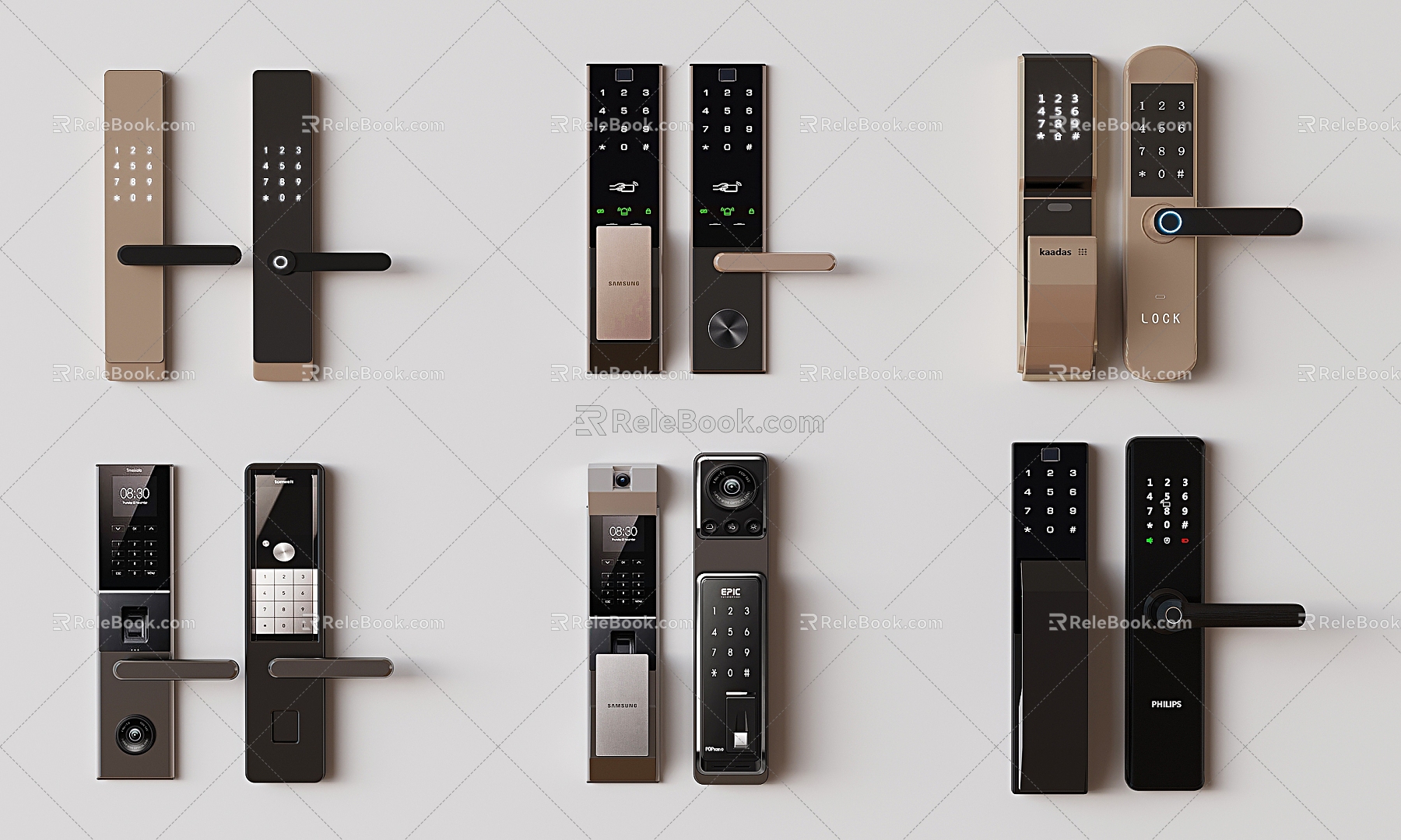 Smart door lock door handle fingerprint password electronic lock 3d model