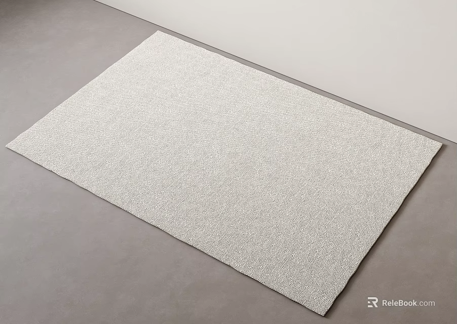 Light Colored Square Rug With Woven Texture For Modern Interior Flooring 3d model