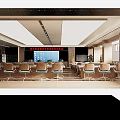 Bright Modern Conference Room With Large Digital Display And Neatly Arranged Comfortable Office Chairs