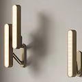 Modern Brass Strip Wall Lights With Soft Lighting Effect On White Wall 3d model