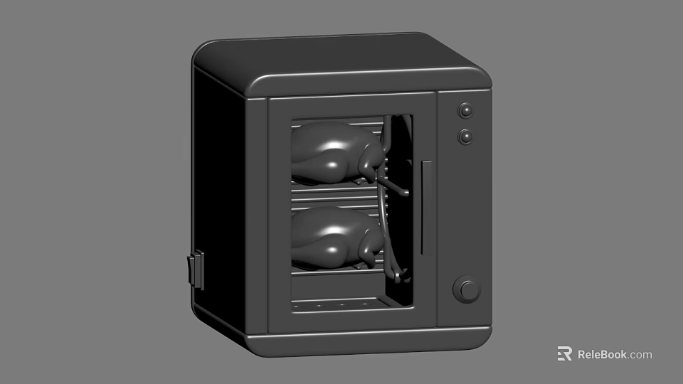 Black Storage Cabinet With Glass Door And Two Internal Black Objects 3d model 