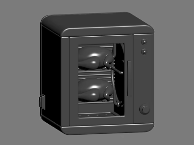 Black Storage Cabinet With Glass Door And Two Internal Black Objects 3d model
