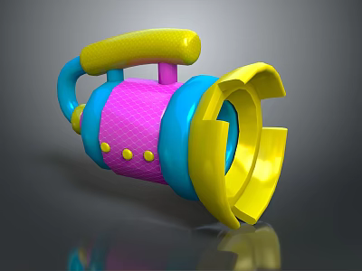 Colorful Children Furniture With Yellow Handle Pink Body And Blue Accents 3d model