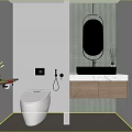 Other Bathroom Interior Design With Toilet Vanity Oval Mirror And Ambient Lighting