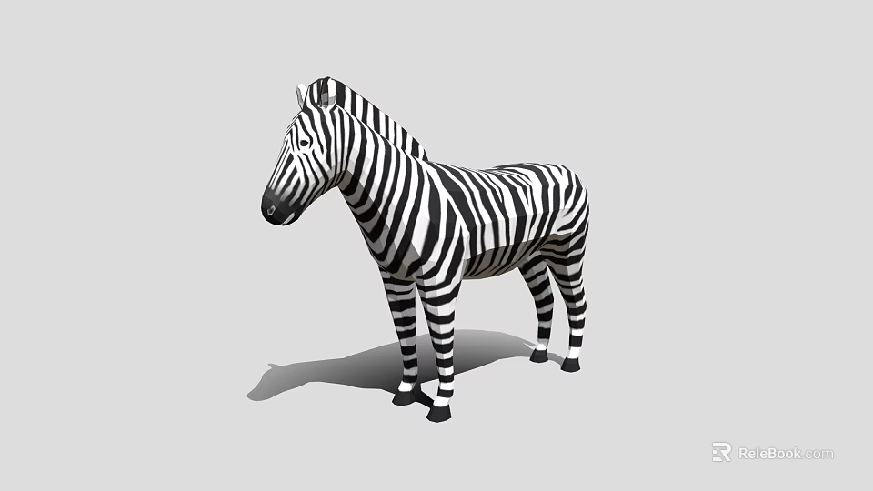 Detailed 3D Game Movie Character Zebra With Black White Stripes Standing Pose 3d model 