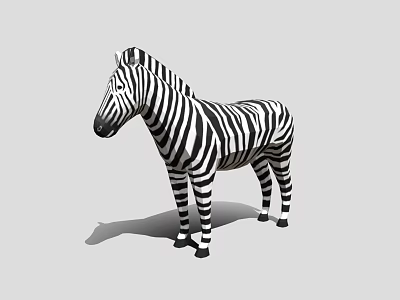 Detailed 3D Game Movie Character Zebra With Black White Stripes Standing Pose 3d model