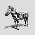 Detailed 3D Game Movie Character Zebra With Black White Stripes Standing Pose