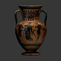 Ancient Greek Style Amphora With Sculpture Carving And Figure Patterns