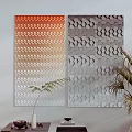 Modern Geometric Wall Decor With Gradient Orange White And Hexagon Gray Textured Patterns 3d model