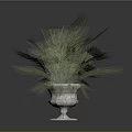 Green Palm Plant in Decorative Stone Planter with Lush Fronds for Garden