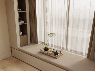 Bay window curtain 3d model