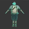 Man Wearing Red Bandana White Shirt Brown Utility Belt Black Shorts And Brown Boots