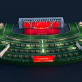 Guangzhou Sunac Cultural Tourism City Stadium With Green Stands And Red Stage
