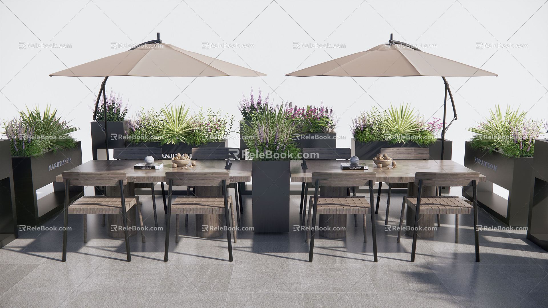 Modern Outdoor Tables and Chairs Cafe Commercial Outside Plant Flower Beds Flowers and Plants Flower Boxes model