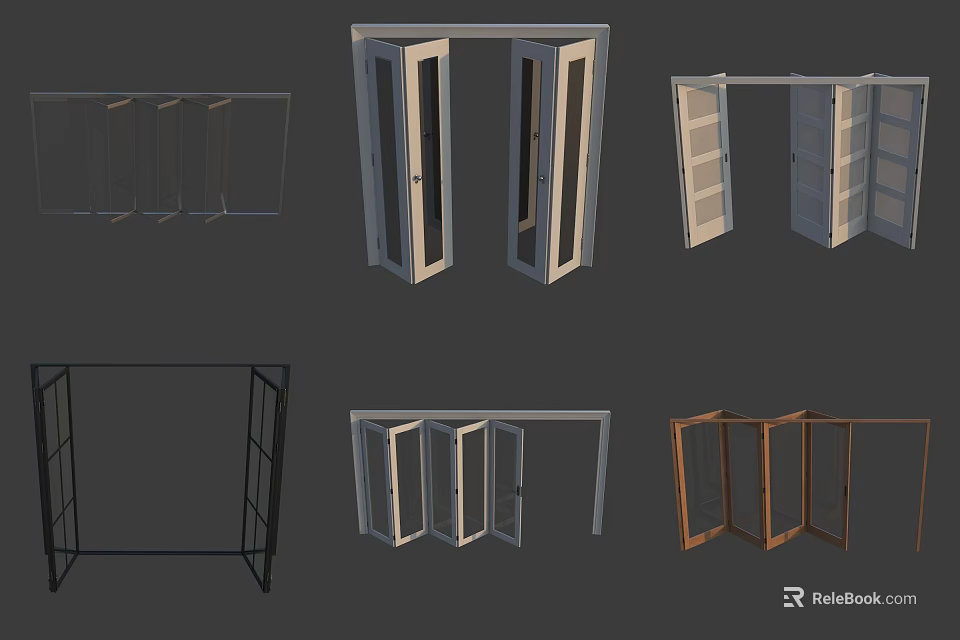 Folding Doors With Various Designs And Different Colors For Interior Use 3d model