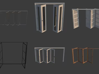 Balcony Folding Door Screen 3d model