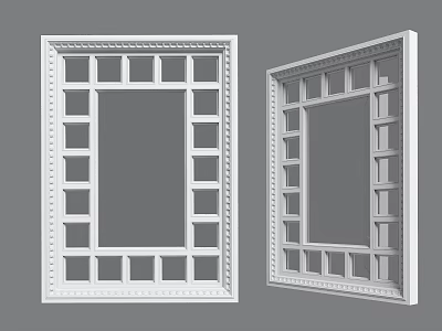 Modern White Casement Windows Featuring Decorative Grid Design And Frame Structure 3d model