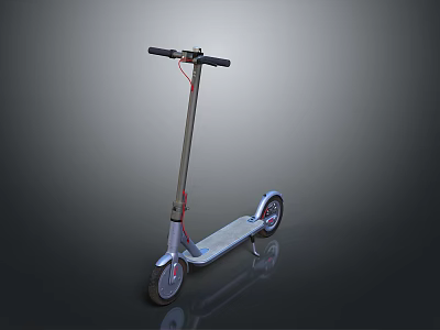 Modern Silver Electric Scooter With Black Handlebars Two Wheels And Reflective Surface 3d model