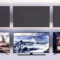 Smart Flat Screen TVs with Landscape Game and App Displays in Home Setup 3d model