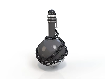 Vintage Medieval Flail Weapon with Chain Wrapped Sphere and Metal Handle 3d model