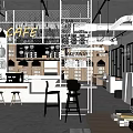 Modern Book Art Display in Cafe Interior With Shelves And Natural Light