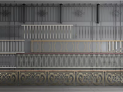 Various Ornate Metal Fences With Decorative Patterns And Classic Designs 3d model
