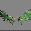 Ornate Green Wings With Intricate Golden Dragon Heads On Dark Background Design