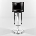 Modern Black Leather Bar Stool With Adjustable Height Metal Frame And Round Base 3d model