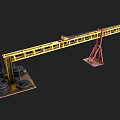 Industrial Crane Featuring Yellow Red Structure Long Arm And Mobile Wheels