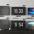 Various Size TVs Including 70 Inch 65 Inch 60 Inch Displaying Time And Scenery