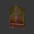 Antique Wooden Cabinet With Carved Design And Green Vine Decoration For Home Storage