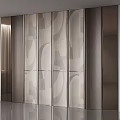 Modern Minimalist Background Wall Design With Circular Glass Panels And Wooden Frames