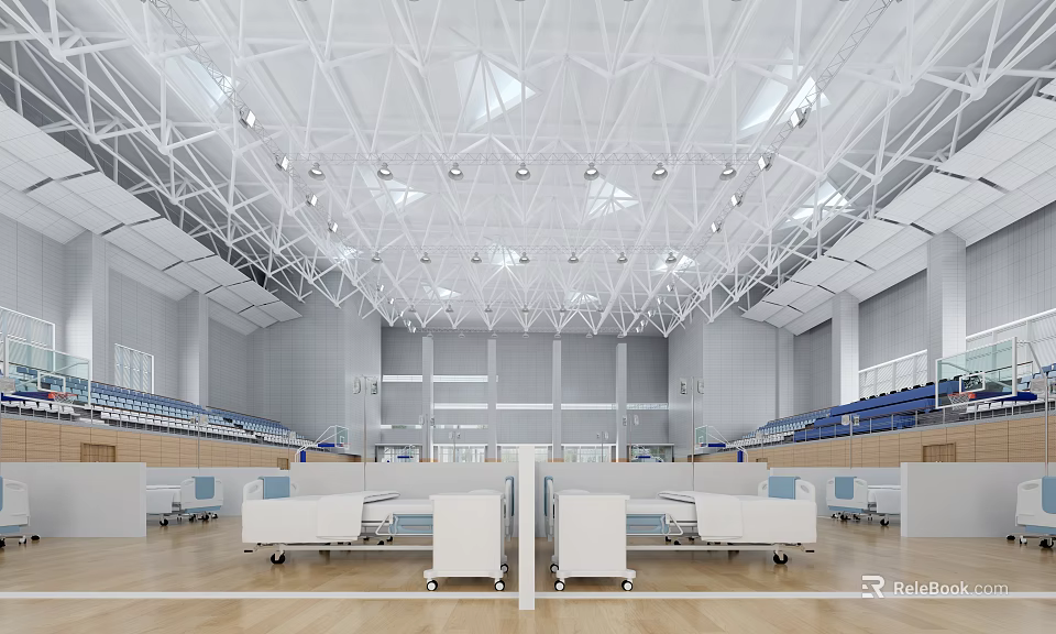 Modern Fitness Gym Interior With Spacious Workout Area And Training Equipment 3d model 