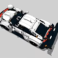 Building Blocks Race Car Model With White Body Black Accents And Aerodynamic Design