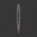 Detailed 3D Battleship Model With Blue Hull Brown Deck And Turrets Structure
