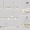 Stylish Modern Chandeliers Featuring Circular Rings Linear Structures And Metal Frames 3d model