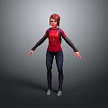 Child Wearing Red Shirt Black Long Sleeves Blue Pants And Backpack Standing