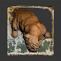 Brown French Bulldog Sitting On Platform With Green And White Patterns